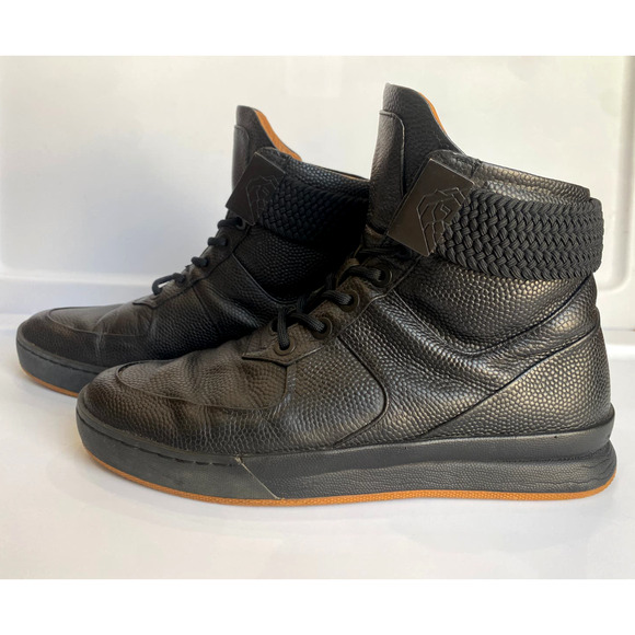 Magnus Alpha Men's sneaker High Top black on black calfskin leather size 9.5 - Picture 5 of 12